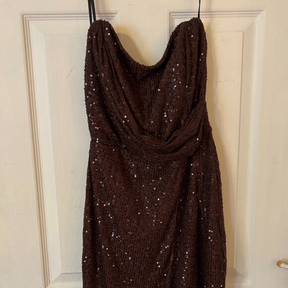 Brown Corset Sequin Mini Dress - ORIGINALLY $80 - AT LOWEST SUGGESTED LISTING - Picture 1 of 7